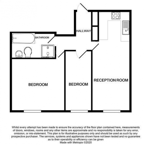 Floor Plan for 2 Bedroom Apartment for Sale in Metalworks, Jewellery Quarter, B18, 6PX - Offers Over &pound199,000