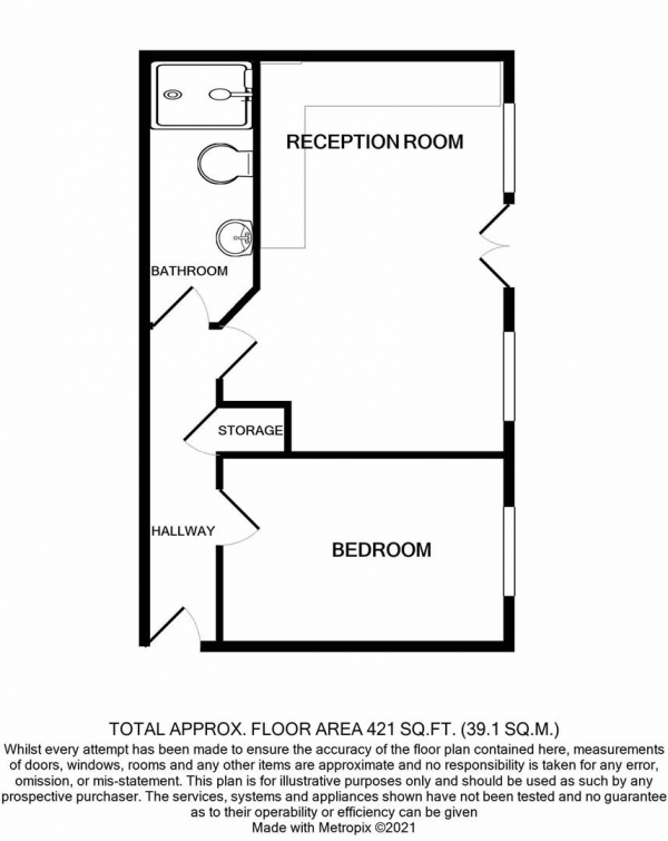 Floor Plan Image for 1 Bedroom Apartment to Rent in Camden Village, Jewellery Quarter