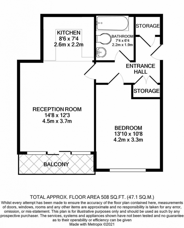 Floor Plan Image for 1 Bedroom Apartment for Sale in Mason Way, Birmingham City Centre