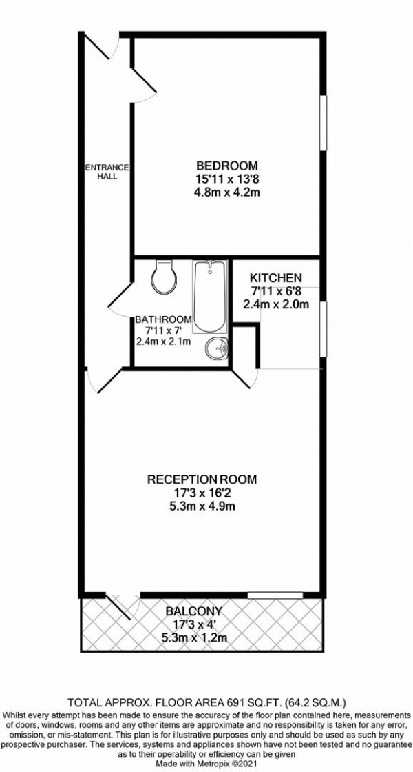 Floor Plan Image for 1 Bedroom Apartment for Sale in Regal Court, Birmingham City Centre