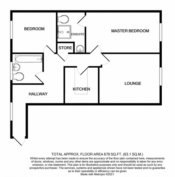 Floor Plan Image for 2 Bedroom Apartment for Sale in Hallmark Apartments, Jewellery Quarter