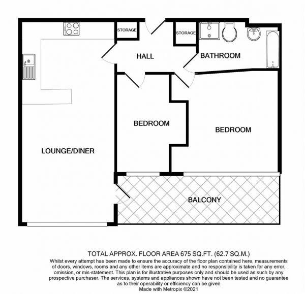 Floor Plan Image for 2 Bedroom Apartment for Sale in Langley Walk, Birmingham City Centre