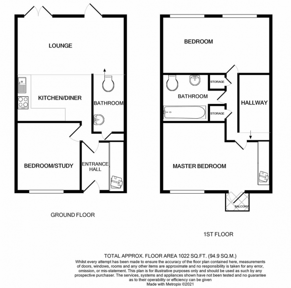 Floor Plan for 3 Bedroom Property for Sale in South Loop Park, Birmingham, B16, 0AF - Guide Price &pound330,000