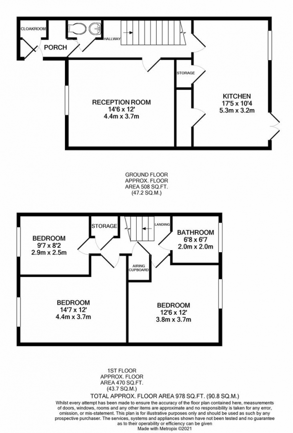 Floor Plan Image for 3 Bedroom Terraced House to Rent in Paxton Road, Birmingham