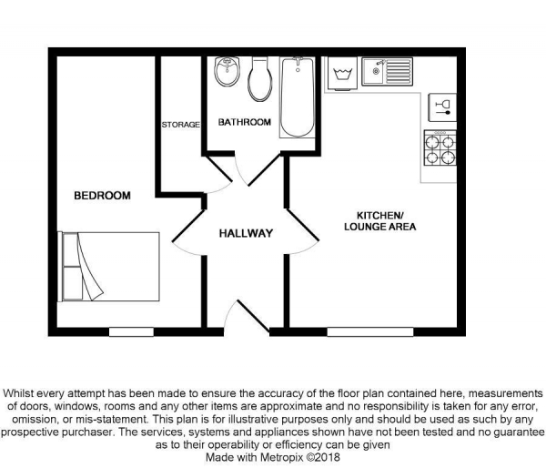 Floor Plan for 1 Bedroom Apartment to Rent in Arthur Place, Jewellery Quarter, B1, 3DB - £162 pw | £700 pcm