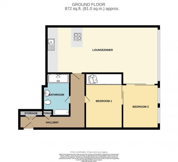 Floor Plan for 2 Bedroom Apartment for Sale in Amazon Lofts, Jewellery Quarter, B1, 3AJ - Offers Over &pound240,000