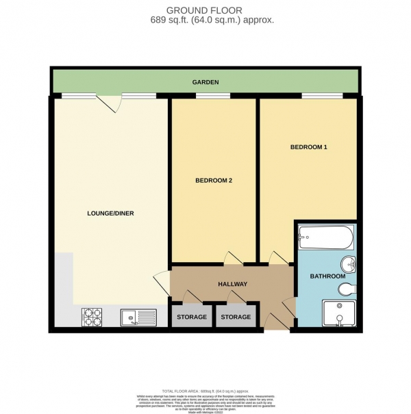 Floor Plan Image for 2 Bedroom Apartment for Sale in Metalworks, Jewellery Quarter, Birmingham City Centre