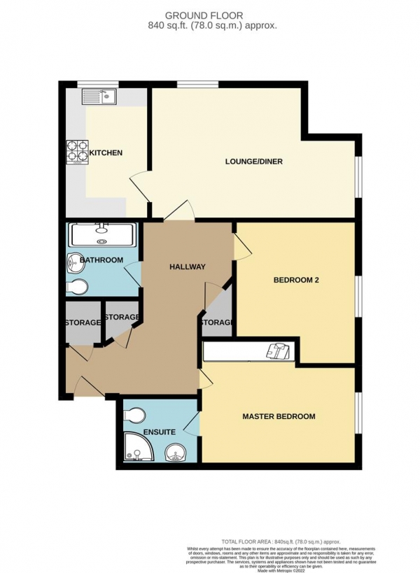 Floor Plan Image for 2 Bedroom Apartment for Sale in Union Place, Selly Park, Birmingham