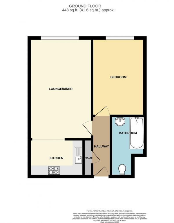Floor Plan for 1 Bedroom Apartment for Sale in Dean House, Birmingham, B5, 4SG - Offers Over &pound140,000