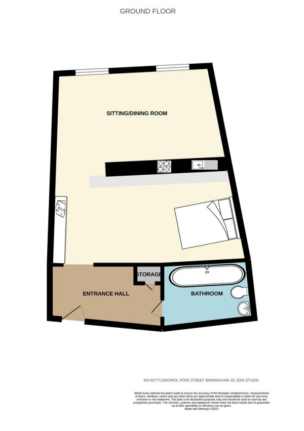 Floor Plan Image for 1 Bedroom Apartment for Sale in Kettleworks, Pope Street, Birmingham