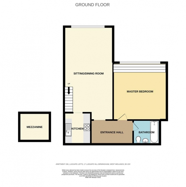 Floor Plan Image for 1 Bedroom Apartment for Sale in Ludgate Lofts, Ludgate Hill, Jewellery Quarter