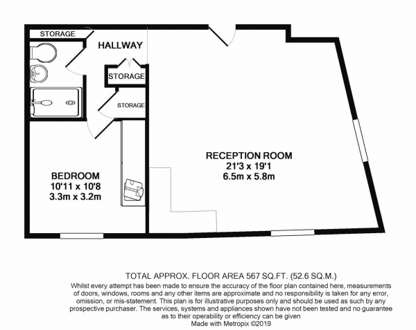 Floor Plan Image for 1 Bedroom Apartment to Rent in Islington Gates, Birmingham City Centre