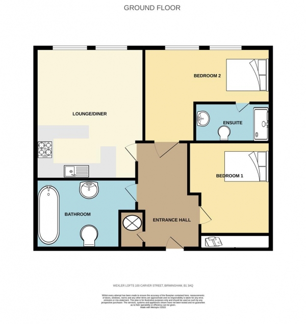 Floor Plan Image for 2 Bedroom Apartment for Sale in Wexler lofts, 100 Carver Street, Jewellery Quarter