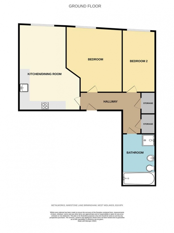 Floor Plan Image for 2 Bedroom Apartment for Sale in Metalworks, Warstone Lane, Jewellery Quarter