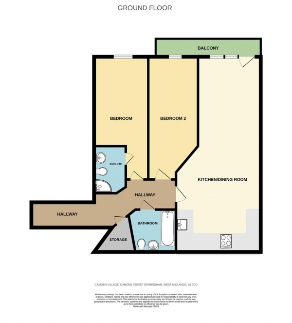 Floor Plan Image for 2 Bedroom Apartment for Sale in Camden Village, Camden Street, Jewellery Quarter