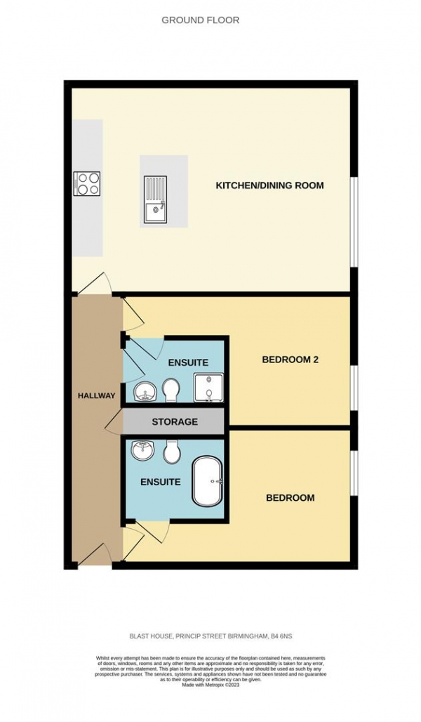 Floor Plan for 2 Bedroom Apartment for Sale in Comet works, Blast House, B4, 6NS - Offers Over &pound325,000