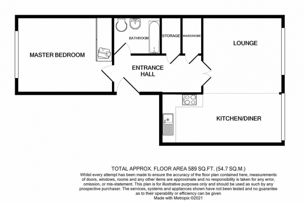 Floor Plan Image for 1 Bedroom Apartment for Sale in Royal Arch Apartments, Mailbox, Birmingham City Centre