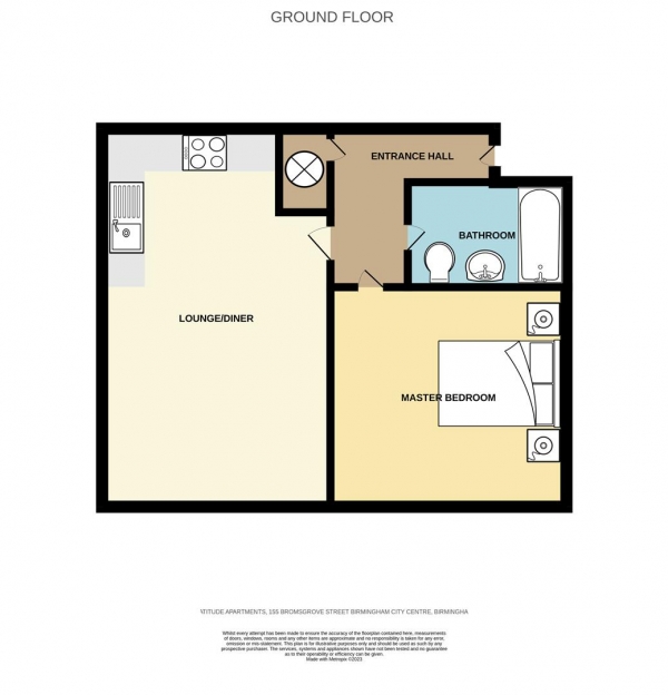 Floor Plan Image for 1 Bedroom Semi-Detached House for Sale in Latitude Apartments, Bromsgrove Street, Birmingham city centre, Birmingham