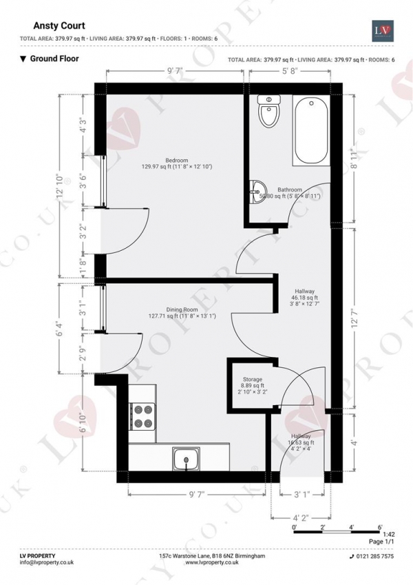 Floor Plan Image for 1 Bedroom Apartment for Sale in Ansty Court, 45 Kenyon Street, Birmingham