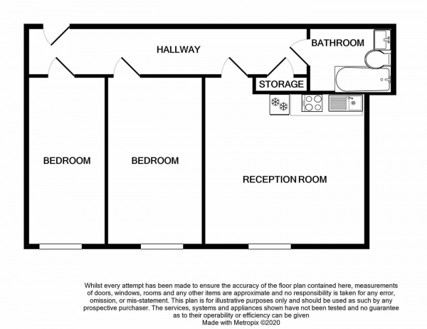 Floor Plan for 2 Bedroom Apartment for Sale in Derwent Foundry, St Paul's Square, B3, 1BG - OIRO &pound165,000