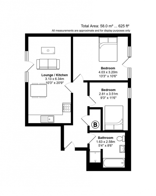 Floor Plan Image for 2 Bedroom Apartment for Sale in Metalworks, Warstone Lane