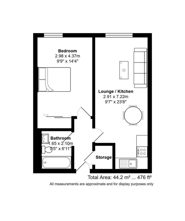 Floor Plan Image for 1 Bedroom Apartment for Sale in Granville Lofts, Granville Street