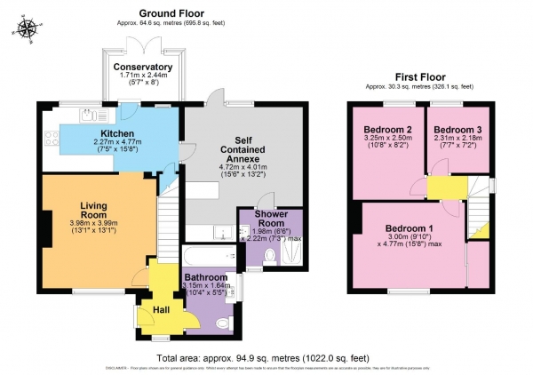 Floor Plan Image for 4 Bedroom End of Terrace House for Sale in Lime Tree Avenue, Broadway