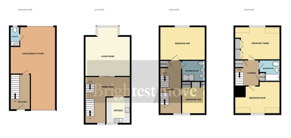 Floor Plan Image for 4 Bedroom Town House for Sale in Quayside, Bridgwater