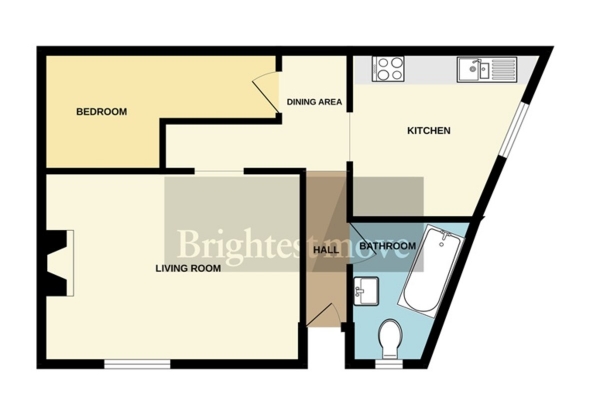 Floor Plan for 1 Bedroom Ground Flat for Sale in Taunton Road, Bridgwater, TA6, 3LS -  &pound65,000