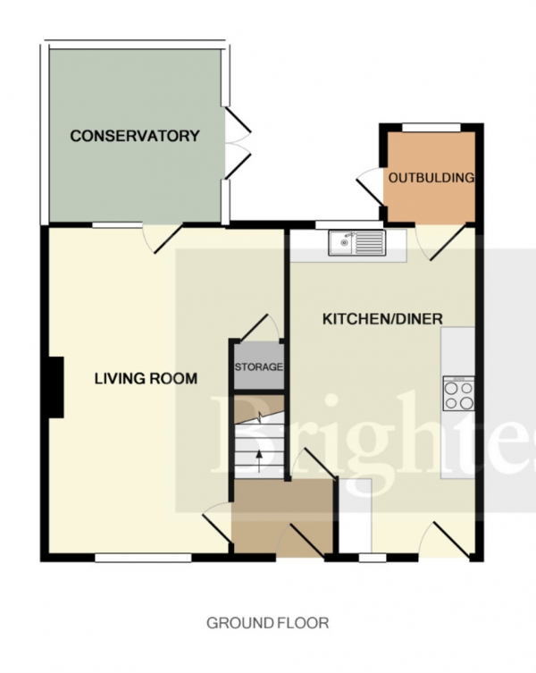 Floor Plan for 3 Bedroom Terraced House for Sale in Charlton Close, Bridgwater, TA6, 4HY -  &pound220,000