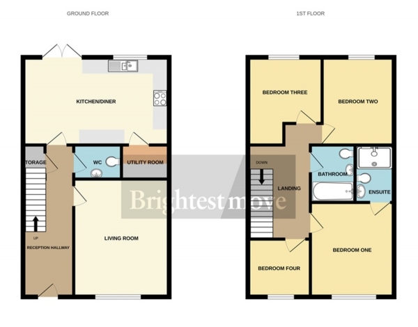 Floor Plan for 4 Bedroom Detached House for Sale in Emerald Way, Bridgwater, TA6, 4GY -  &pound320,000