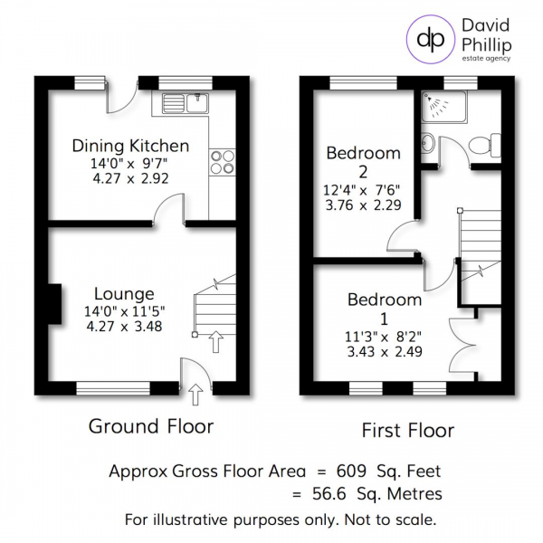 Floor Plan Image for 2 Bedroom End of Terrace House for Sale in Well Hill, Otley