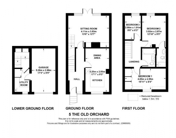 Floor Plan Image for 3 Bedroom Town House for Sale in The Old Orchard, Pool In Wharfedale, Otley