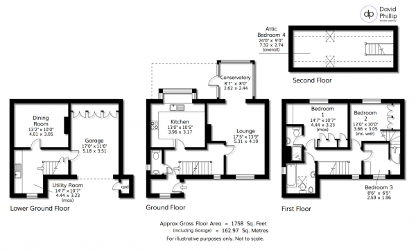 Floor Plan Image for 4 Bedroom Town House for Sale in The Old Orchard, Pool In Wharfedale