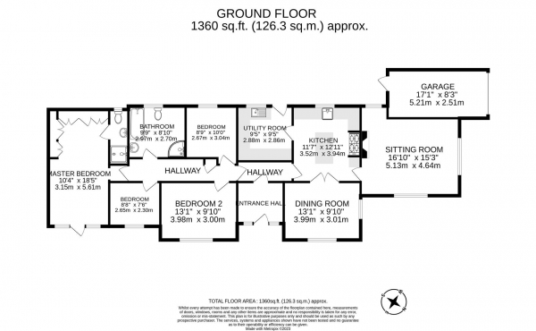 Floor Plan Image for 4 Bedroom Detached Bungalow for Sale in Green Pastures, Arthingworth, Market Harborough