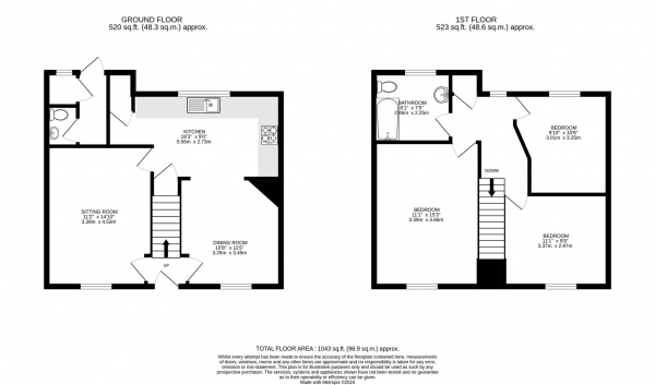 Floor Plan for 3 Bedroom Semi-Detached House for Sale in Hillside Road, Market Harborough, Leicestershire, LE16, 7PG - Offers Over &pound335,000