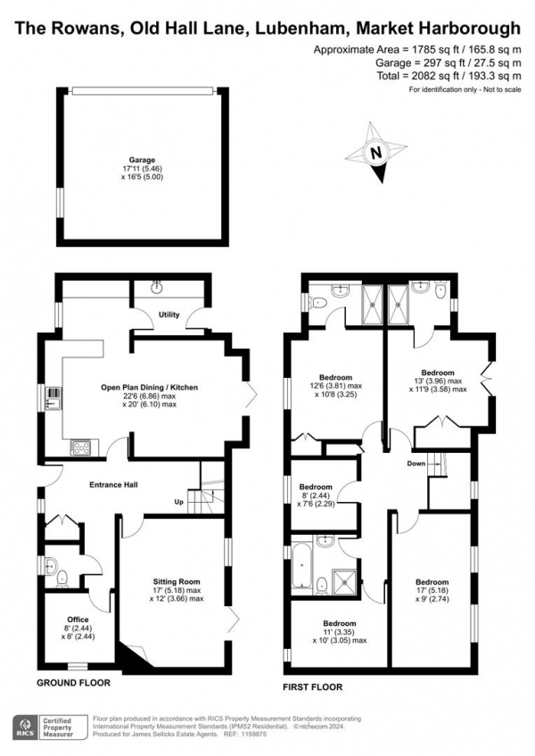 Floor Plan for 5 Bedroom Semi-Detached House for Sale in The Rowans, Lubenham, Market Harborough, LE16, 9TJ - Guide Price &pound675,000