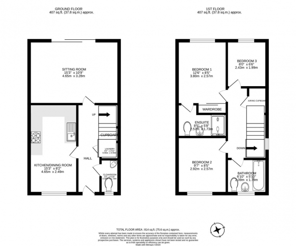 Floor Plan Image for 3 Bedroom Semi-Detached House for Sale in Adcock Road, Little Bowden, Market Harborough