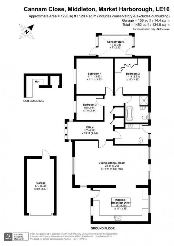 Floor Plan Image for 3 Bedroom Detached Bungalow for Sale in Cannam Close, Middleton, Market Harborough