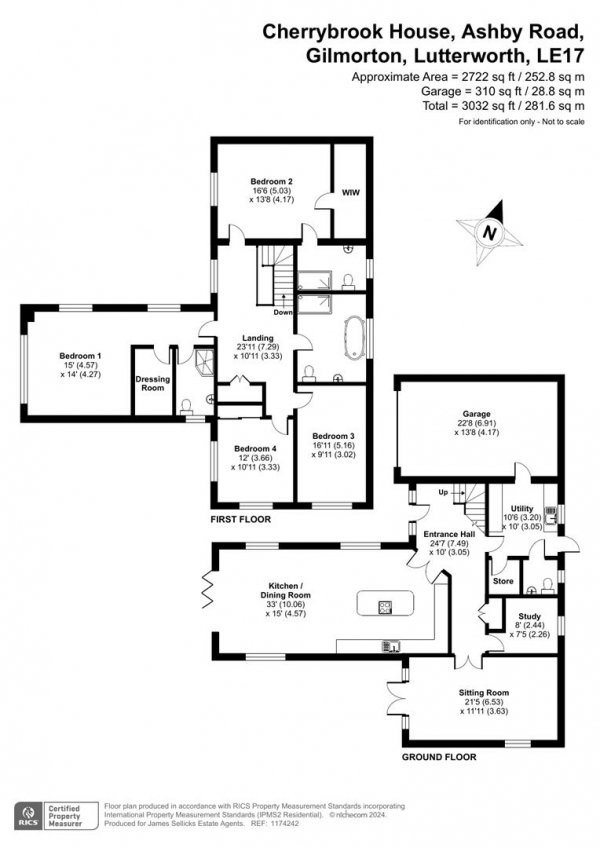 Floor Plan for 4 Bedroom Detached House for Sale in Ashby Road, Gilmorton, Lutterworth, Leicestershire, LE17, 5LY -  &pound775,000