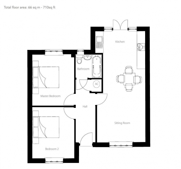 Floor Plan Image for 2 Bedroom Detached Bungalow for Sale in Starlings (Plot 8) Homefield Green, Medbourne, Market Harborough