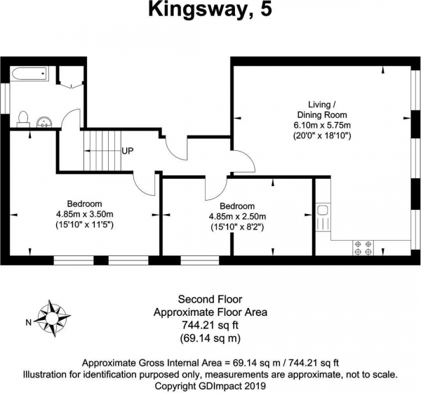 Floor Plan Image for 2 Bedroom Flat for Sale in Kingsway, Hove