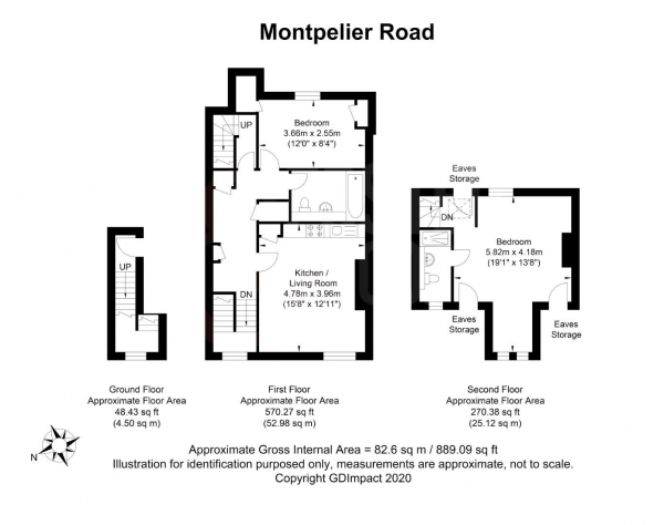 Floor Plan Image for 2 Bedroom Flat for Sale in Montpelier Road, Brighton