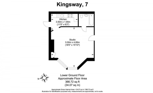 Floor Plan Image for Studio Flat for Sale in Kingsway, Hove