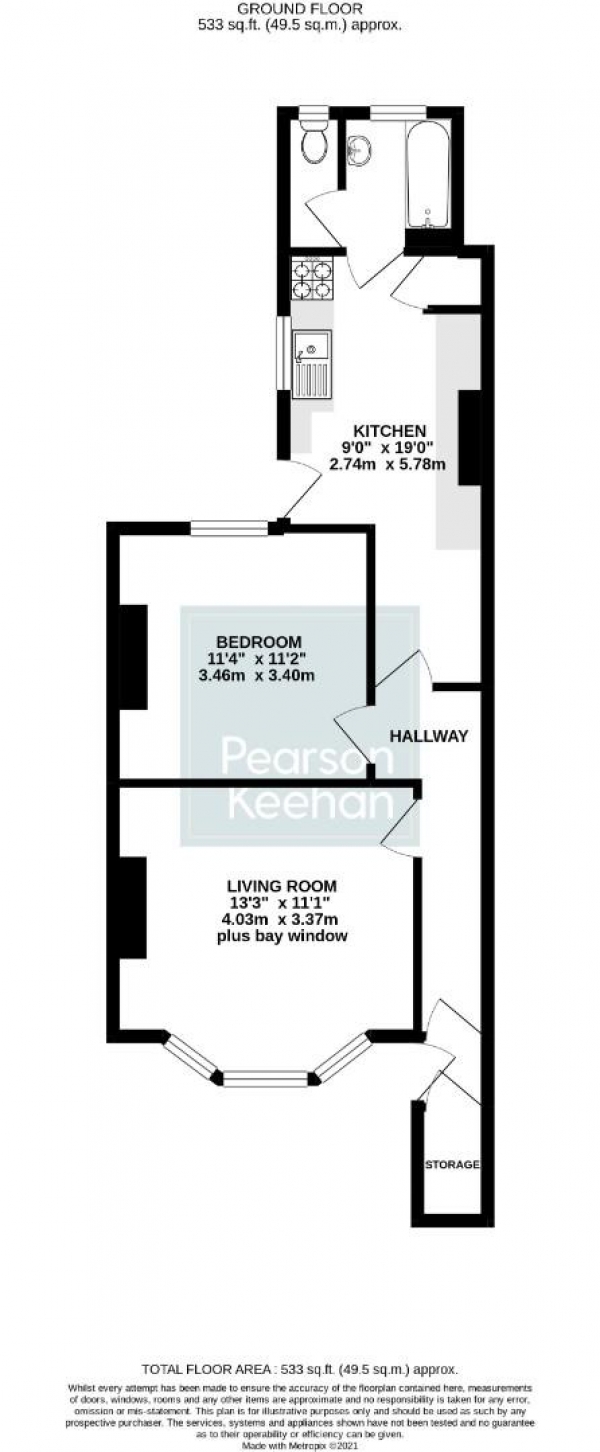 Floor Plan Image for 1 Bedroom Flat for Sale in Goldstone Road, Hove