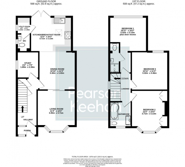 Floor Plan Image for 3 Bedroom Property for Sale in Manor Hall Road, Southwick, Brighton