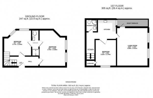 Floor Plan Image for 3 Bedroom Flat for Sale in Kings Road, Brighton
