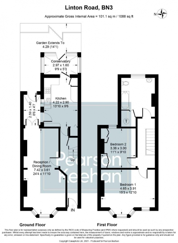 Floor Plan Image for 2 Bedroom Property for Sale in Linton Road, Hove