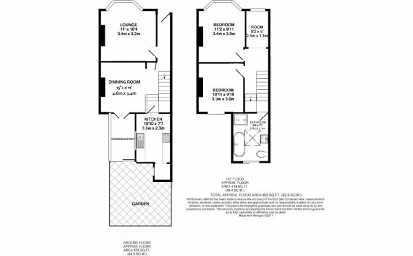 Floor Plan Image for 3 Bedroom Property to Rent in Byron Street, Hove