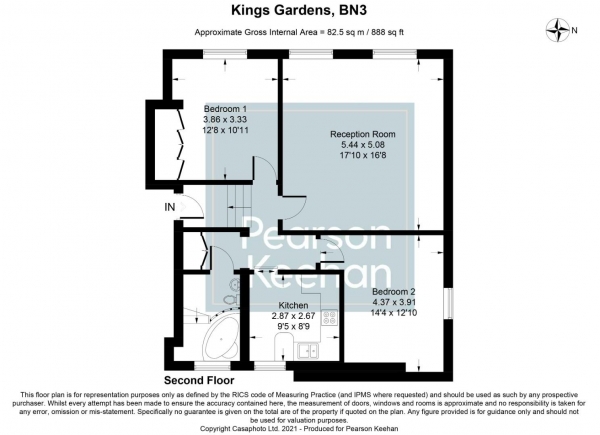 Floor Plan Image for 2 Bedroom Apartment for Sale in Kings Gardens, Hove